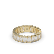 4 Carat Yellow Gold Emerald Cut Diamond Eternity Ring/Band With Channel Setting.